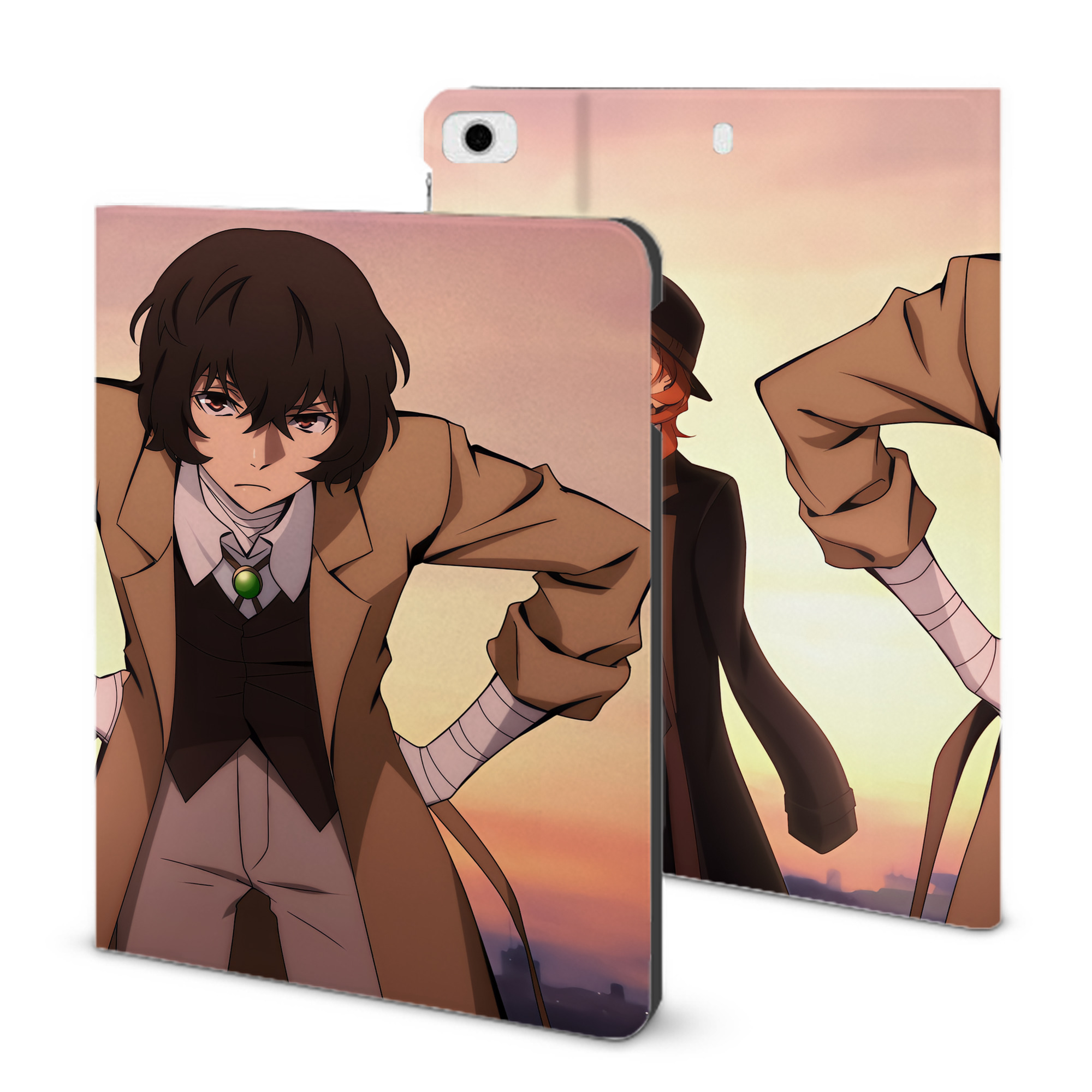 （画像用） 文豪ストレイドッグス Bungo Stray Dogs IPad ケース ブック型 PUレザー TPU 耐衝撃 軽量 薄型 ペン収納なし 全面保護 IPad 各モデル対応
